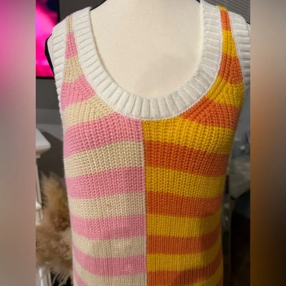 STAUD Pink and Orange Striped Knit Dress - Picture 3 of 4